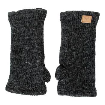 Anthrazit Pulswärmer Stulpen handgestrickt 100% Schafswolle mit Daumen aus Nepal